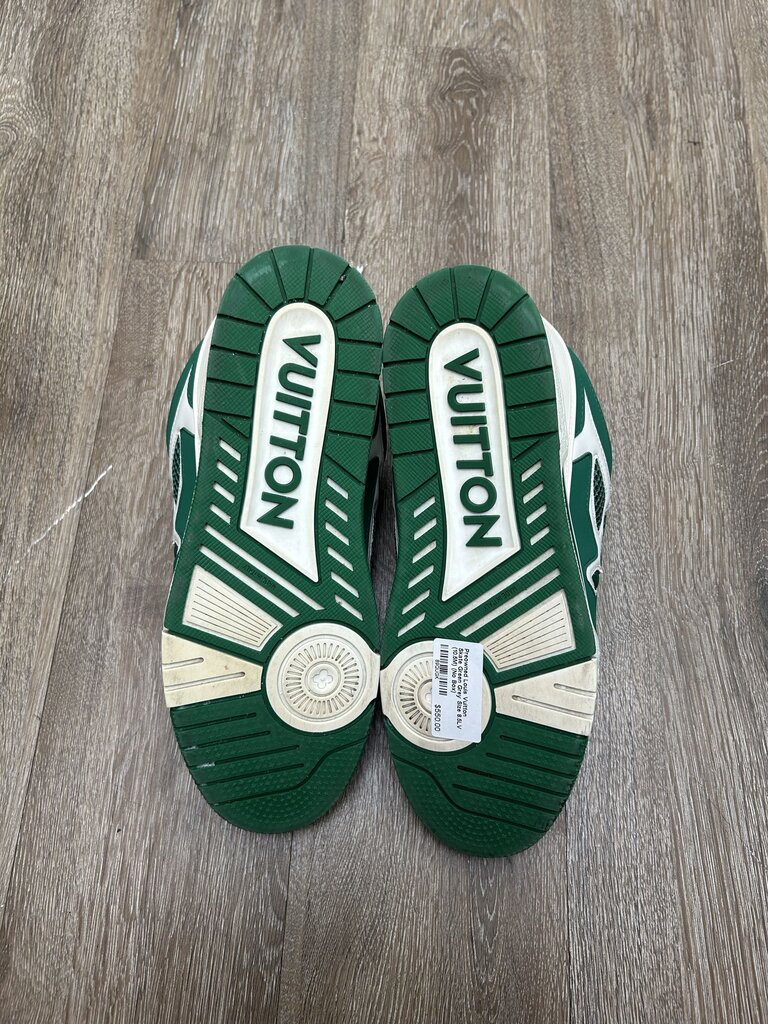 Preowned Louis Vuitton Skate Green Grey Size 8.5LV (10.5M) (No Box)