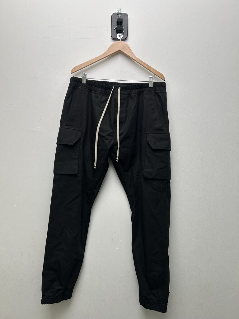 Preowned Rick Owens Black Canvas Cargo Joggers Sz.XXL