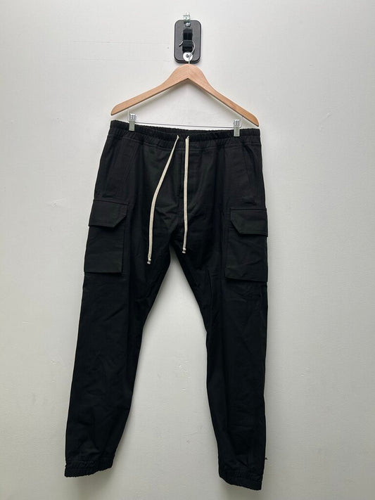 Preowned Rick Owens Black Canvas Cargo Joggers Sz.XXL