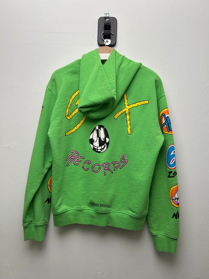 Preowned Chrome Hearts Lime Matty Sex Records Hoodie Size Large