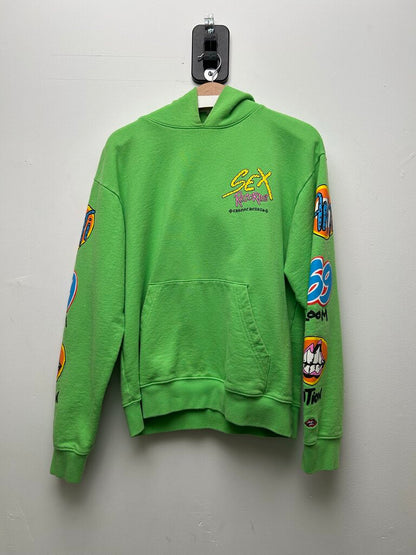 Preowned Chrome Hearts Lime Matty Sex Records Hoodie Size Large