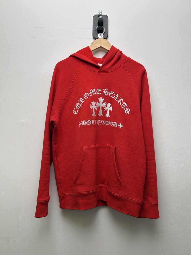 Preowned Chrome Hearts Red Cemetery Embroidered Hoodie Size Large