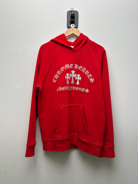 Preowned Chrome Hearts Red Cemetery Embroidered Hoodie Size Large