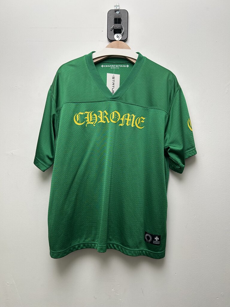 Preowned Chrome Hearts Green Yellow Mesh Short Sleeve Jersey Size Large