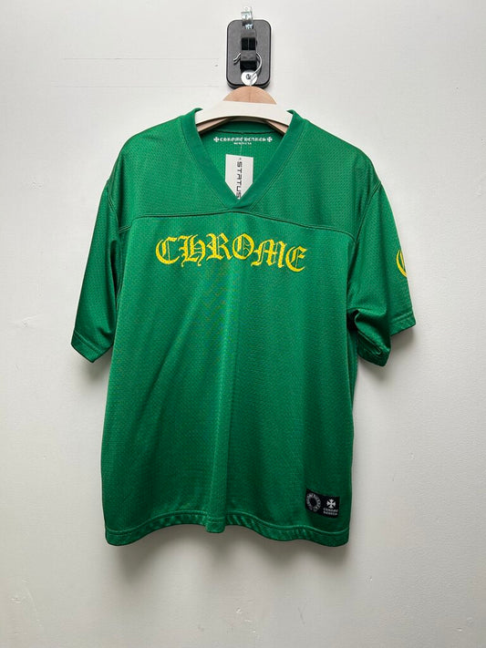 Preowned Chrome Hearts Green Yellow Mesh Short Sleeve Jersey Size Large