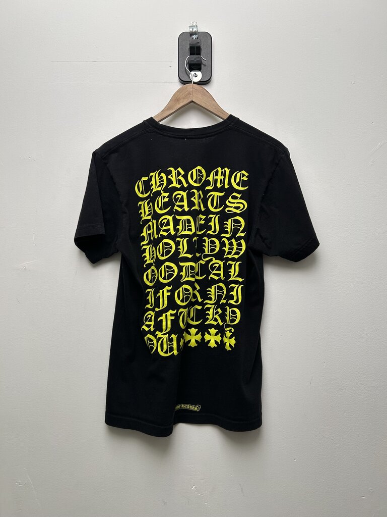 Preowned Chrome Hearts Black Yellow Hollywood Tee Size Medium