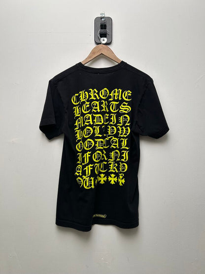 Preowned Chrome Hearts Black Yellow Hollywood Tee Size Medium