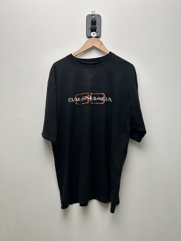 New Balenciaga Black Brown BB Tee Size Large