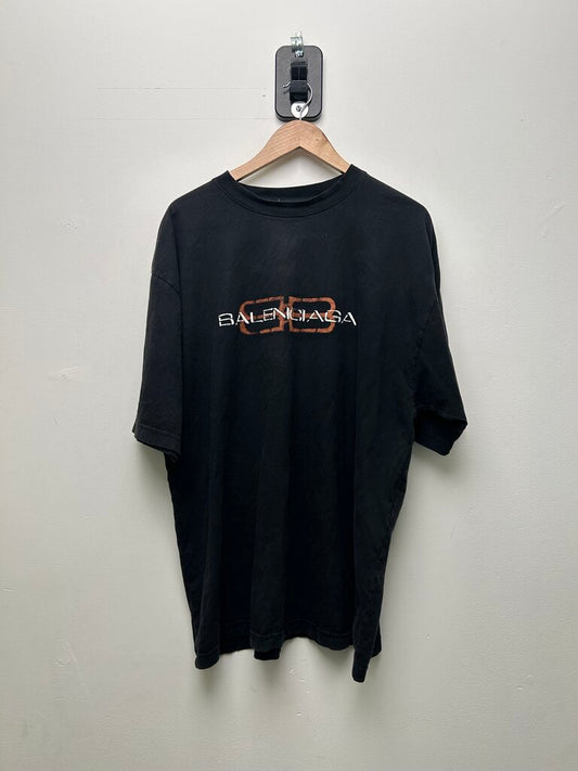New Balenciaga Black Brown BB Tee Size Large