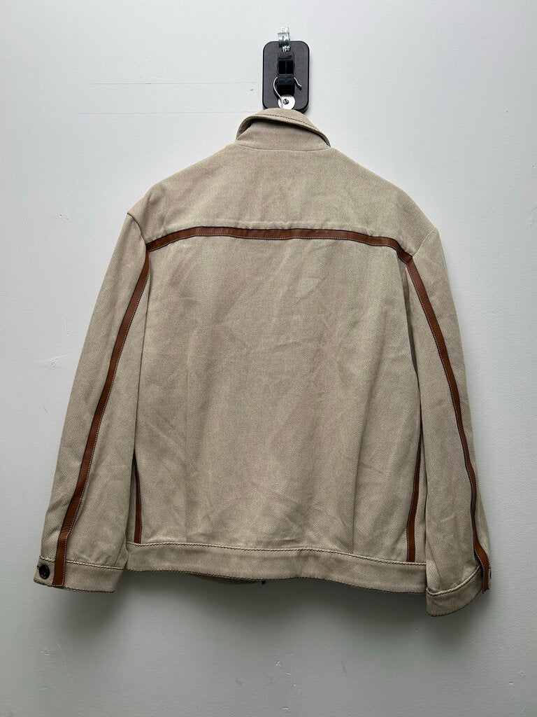 Preowned Miu Miu Tan Khaki Material Zip Jacket Size 44