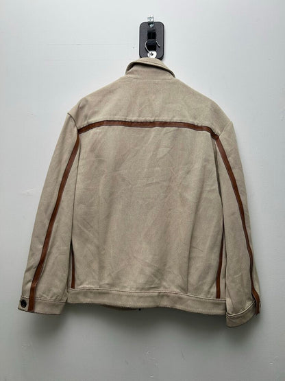 Preowned Miu Miu Tan Khaki Material Zip Jacket Size 44