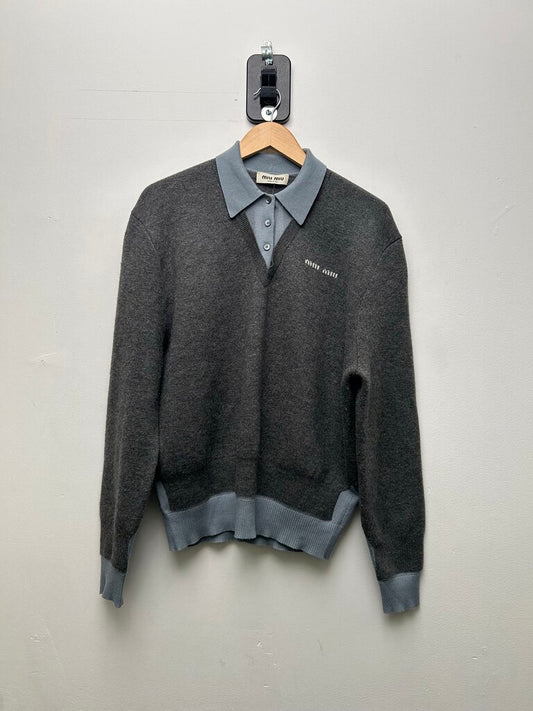 Preowned Miu Miu Sweater Collar Layer Cashmere Size 40