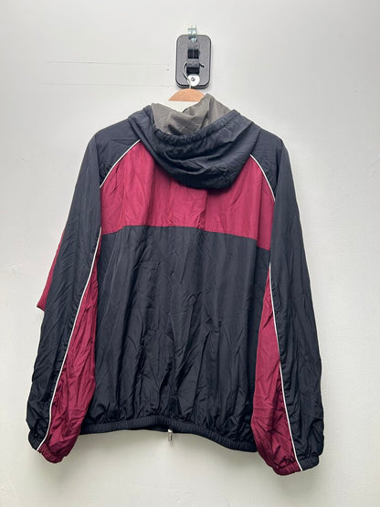Preowned Miu Miu Black Red Nylon Zip Windbreaker Size 40