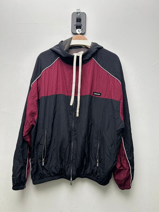 Preowned Miu Miu Black Red Nylon Zip Windbreaker Size 40