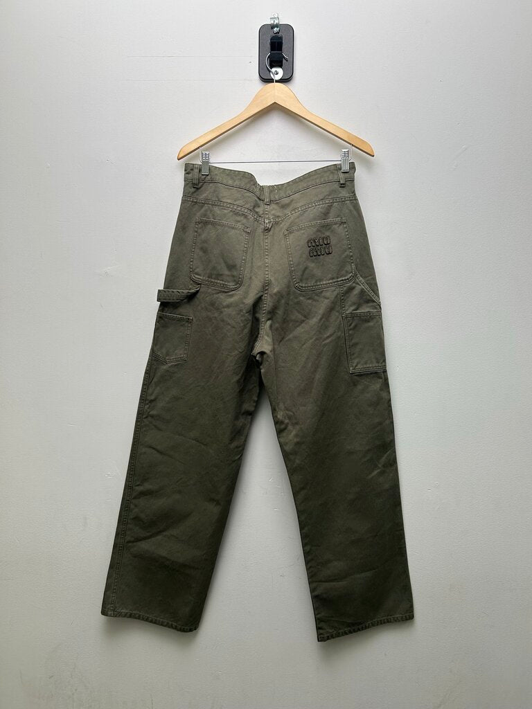 Preowned Miu Miu Grey/Olive Carpenter Pants Size 44 (34US)