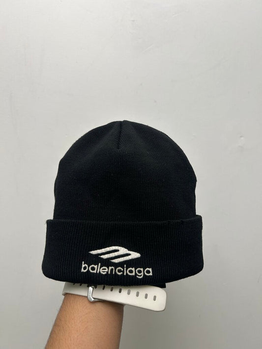 Preowned Balenciaga Black White Logo Beanie