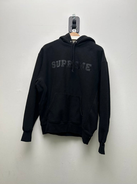 Preowned Supreme Black Block Logo Hoodie Size Medium