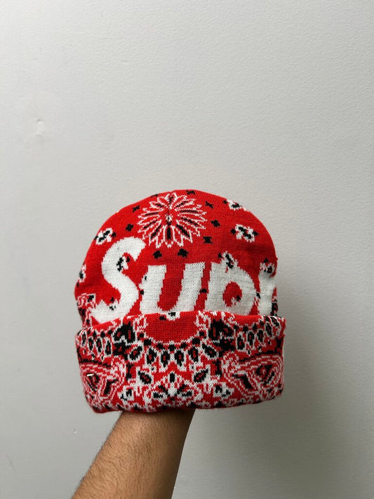 New Supreme Red Bandana Beanie