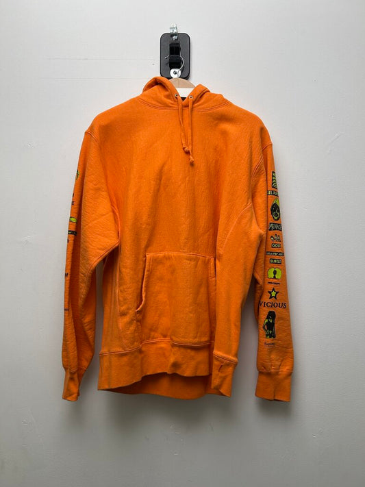 Preowned Supreme Orange Yellow Arm Logo Hoodie Sz.Large
