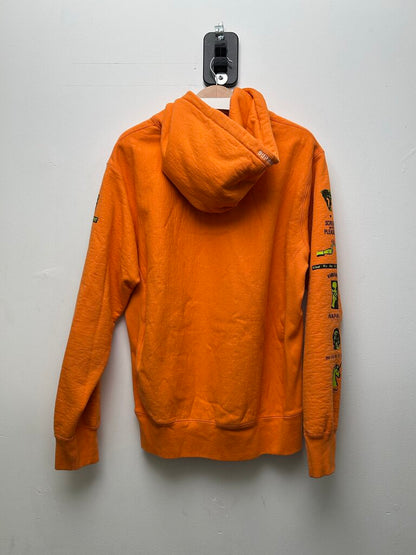 Preowned Supreme Orange Yellow Arm Logo Hoodie Sz.Large