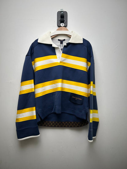 Preowned Louis Vuitton Navy Yellow White Stripe Rugby Jersey sz.L