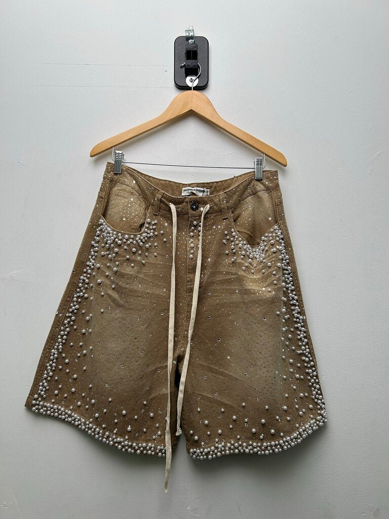 New Vale Tan Rhinestone Shorts Sz.30