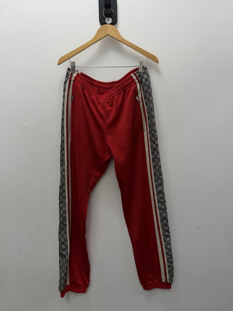 Preowned Gucci Red Monogram Track Pants Size Large