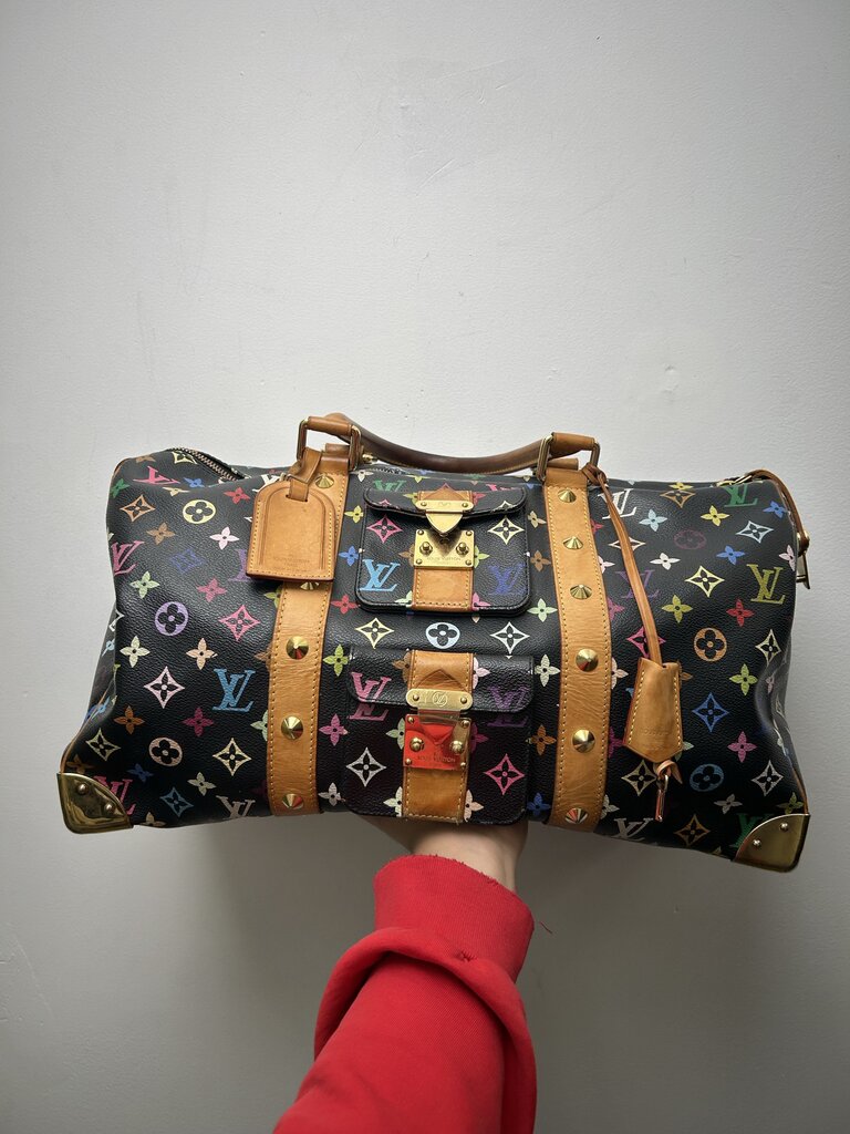 Louis Vuitton Murakami Multicolor Black Stud Keepall