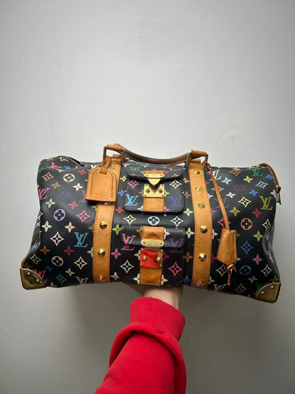Louis Vuitton Murakami Multicolor Black Stud Keepall