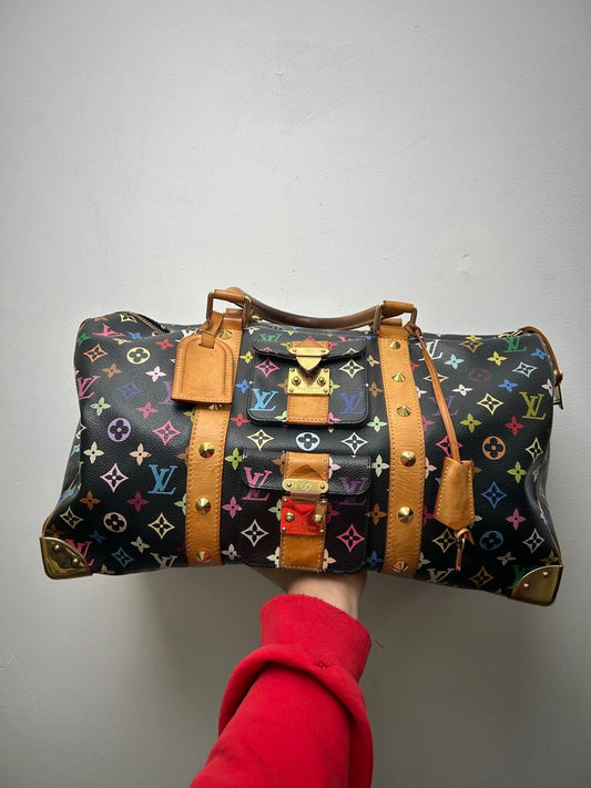 Louis Vuitton Murakami Multicolor Black Stud Keepall