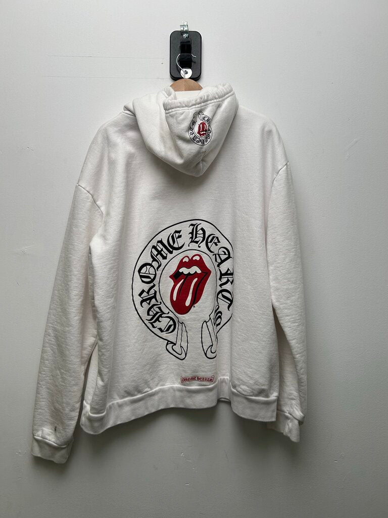 Preowned Chrome Hearts White Rolling Stones Hoodie Size Large