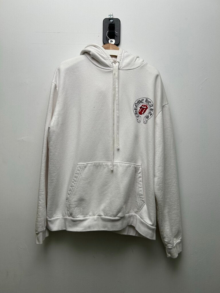 Preowned Chrome Hearts White Rolling Stones Hoodie Size Large