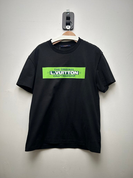 Preowned Louis Vuitton Black Green Craftsmanship Tee Size Large