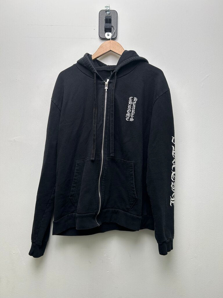 Preowned Chrome Hearts Black Vertical Logo Zip Size Medium