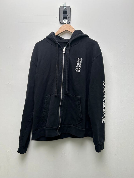 Preowned Chrome Hearts Black Vertical Logo Zip Size Medium