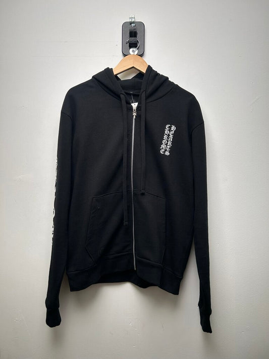 Preowned Chrome Hearts Black Vertical Logo Zip Size