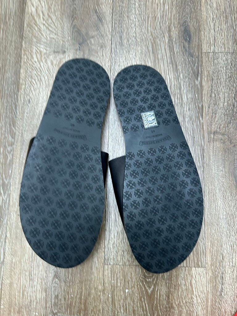 New Chrome Hearts Big Cross Leather Black Slides sz.46