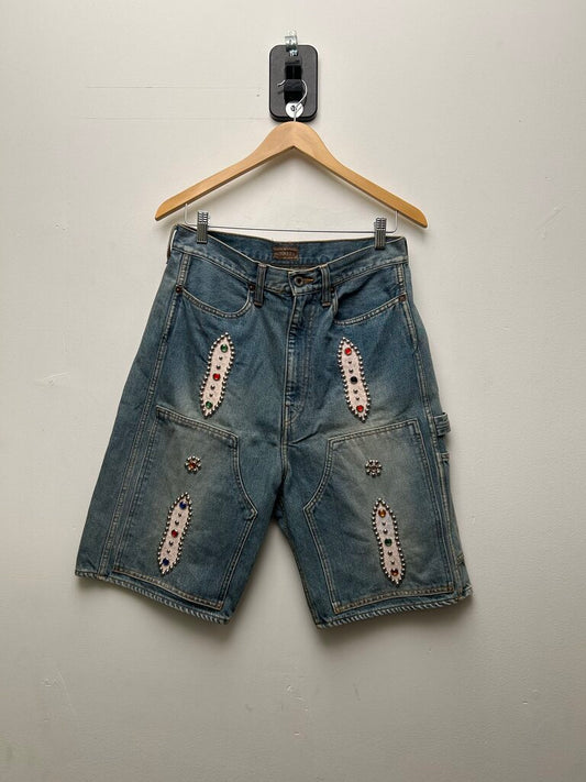 Preowned Kapital Lightwash Rhinestone Shorts Size 32