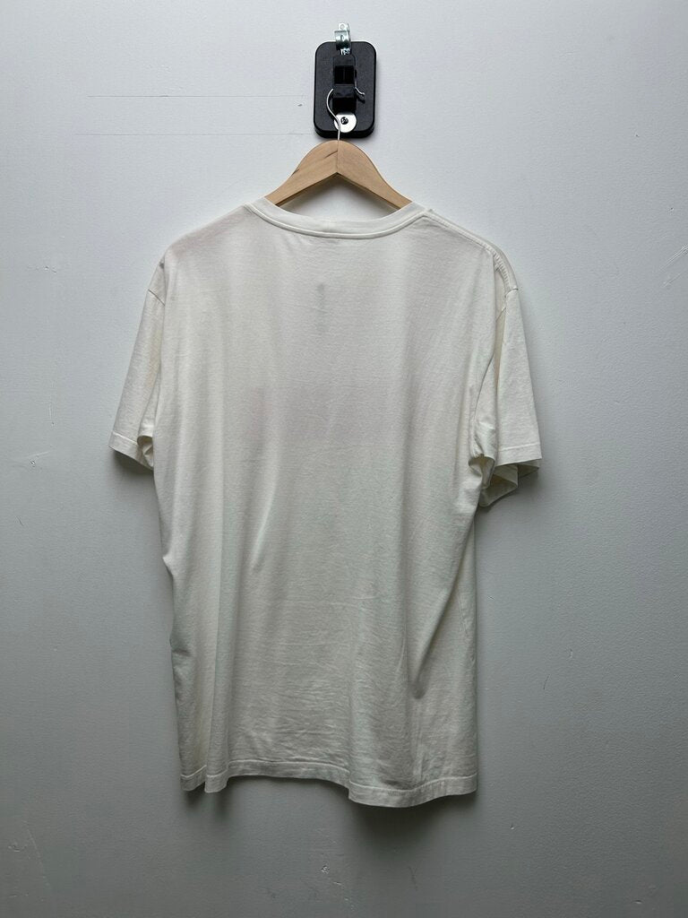 Preowned Celine White Red Rhinestone Tee Size Small