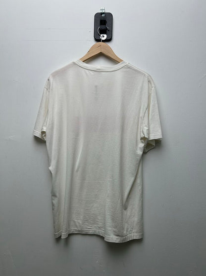 Preowned Celine White Red Rhinestone Tee Size Small