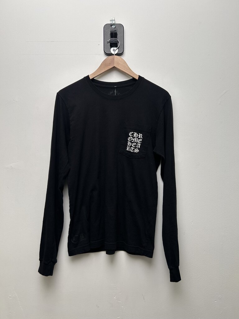 Preowned Chrome Hearts Black Vertical Pocket Logo Long Sleeve Size Small