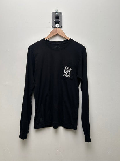Preowned Chrome Hearts Black Vertical Pocket Logo Long Sleeve Size Small