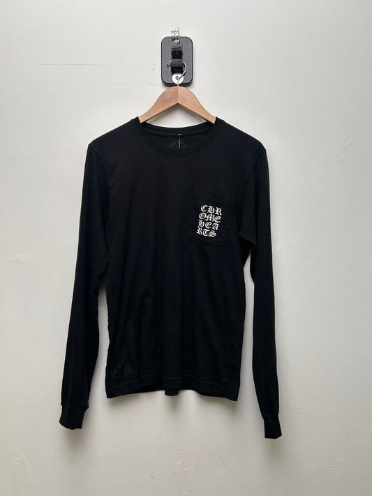 Preowned Chrome Hearts Black Vertical Pocket Logo Long Sleeve Size Small