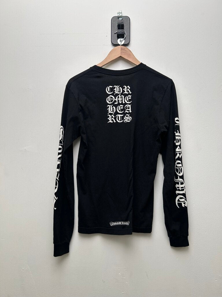 Preowned Chrome Hearts Black Vertical Pocket Logo Long Sleeve Size Small