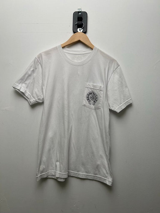 Preowned Chrome Hearts White Scroll Pocket Tee Size Medium