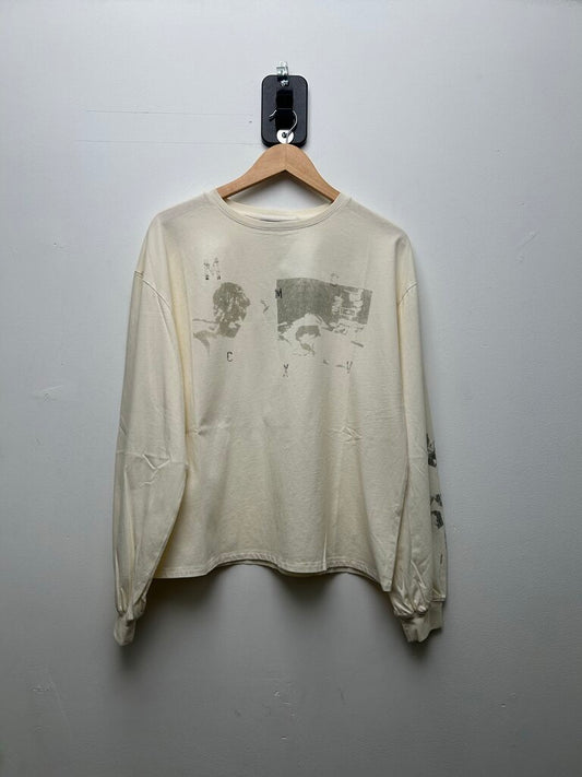 New Faciane Olive Cream Restless Distressed Longsleeve sz.XL