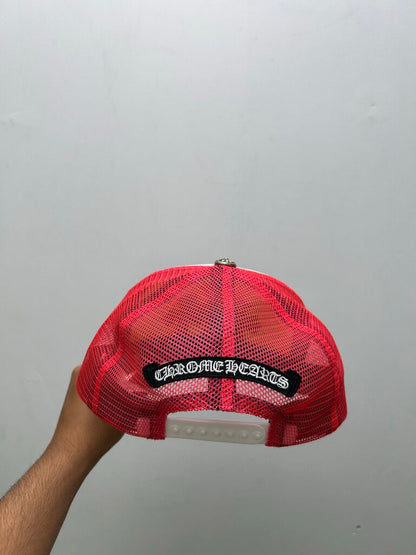 Preowned Chrome Hearts Pink White Cemetery Patch Trucker