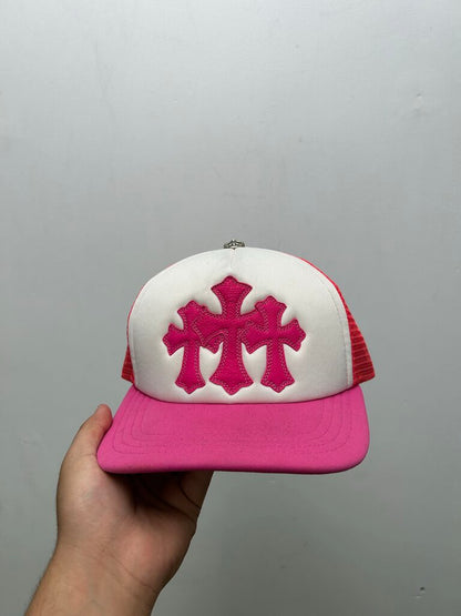 Preowned Chrome Hearts Pink White Cemetery Patch Trucker