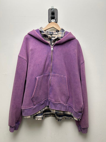 Preowned Gv Gallery Flannel Purple Zip Hoodie L