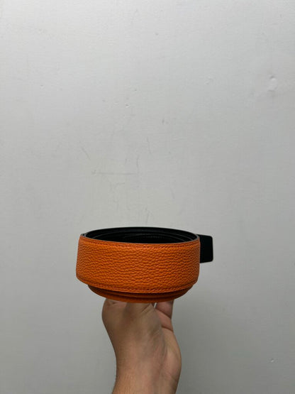 Preowned Hermes Orange Reversible H Belt Size 34-36 (NO BOX)